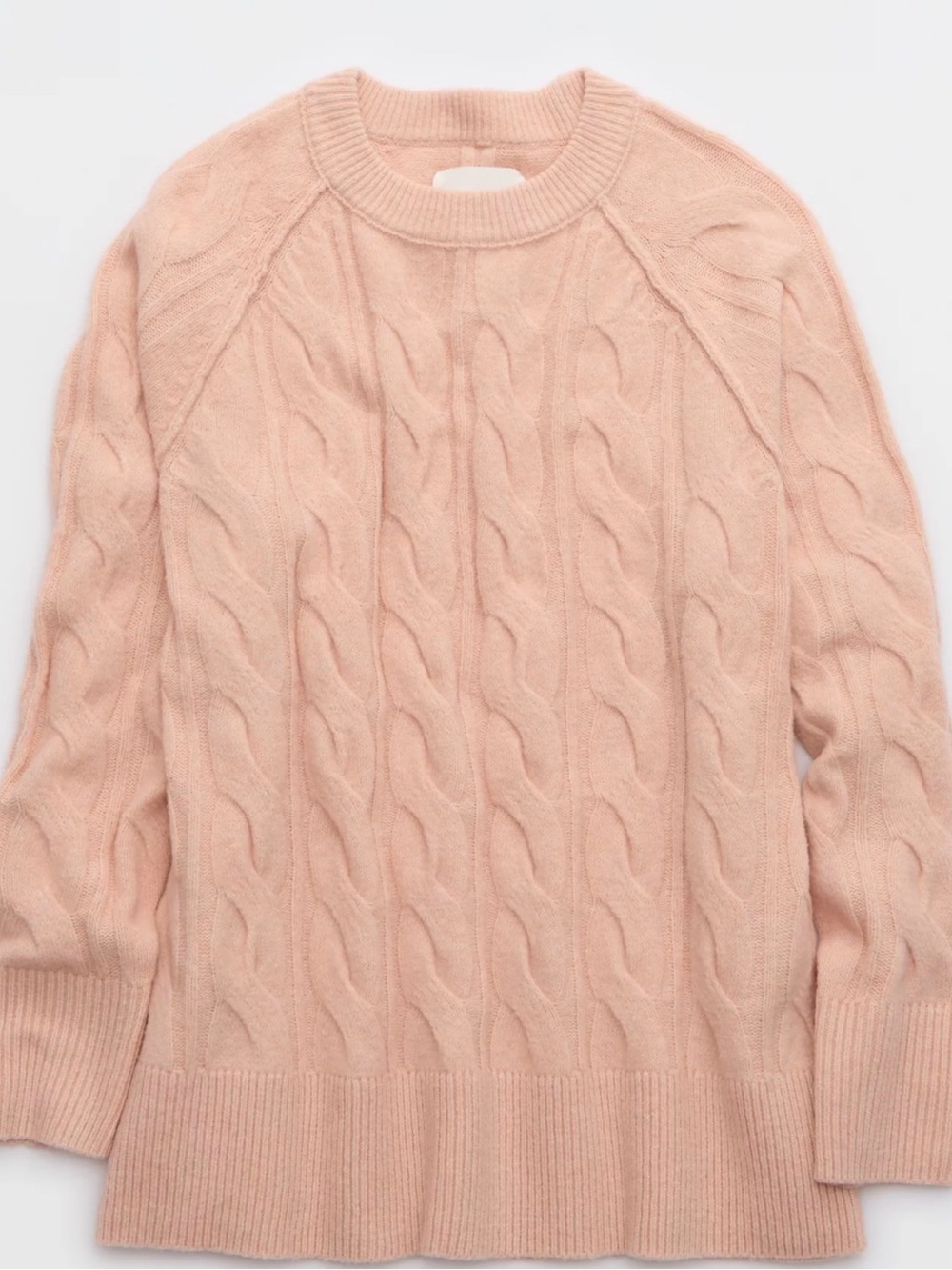 aerie Cable Knit Crewneck Sweater - Blush Pink